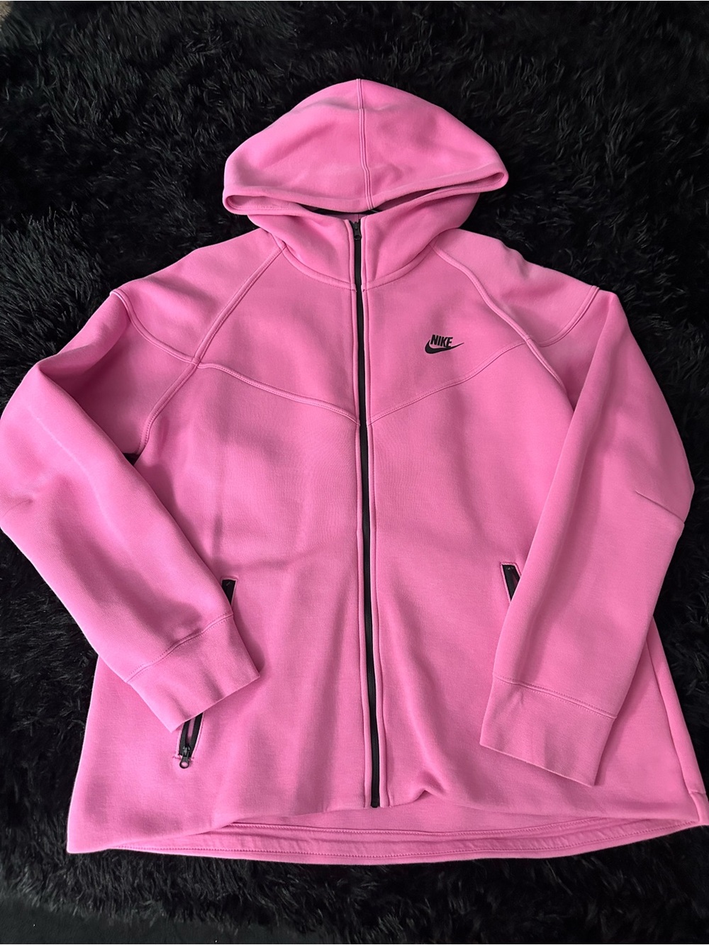 Nike Women's Pink Nike tech Zip-Up Hooded Fleece Jacket